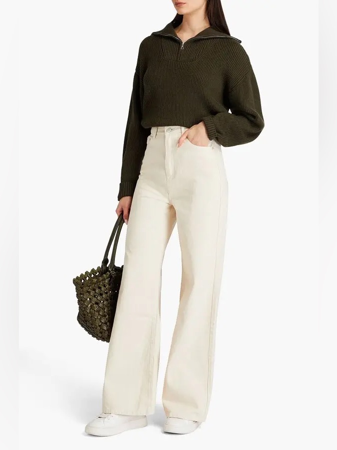 Officine Generale Romy Jeans High Rise Wide Leg Cream Neutral Minimal